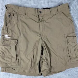 Duluth Trading Cargo Shorts Men XL Brown Nylon Dry On The Fly 9" 59312